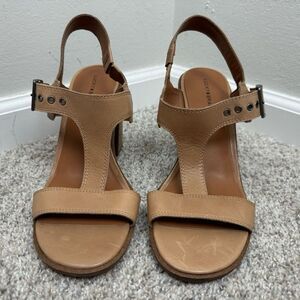 New Lucky Brand Women's Vidany 4” High Heel Sandal Heeled, size 11 Tan Brown